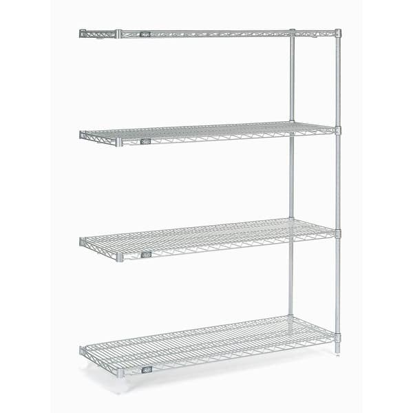 Nexel Stainless Steel Wire Shelving AddOn, 48"W x 24"D x 86"H Gray